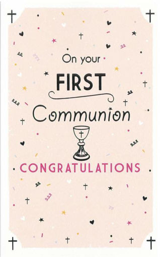 Picture of ON YOUR FIRST COMMUNION CONGRATULATIONS CARD PINK